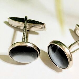Vintage Silver and Black Cufflinks